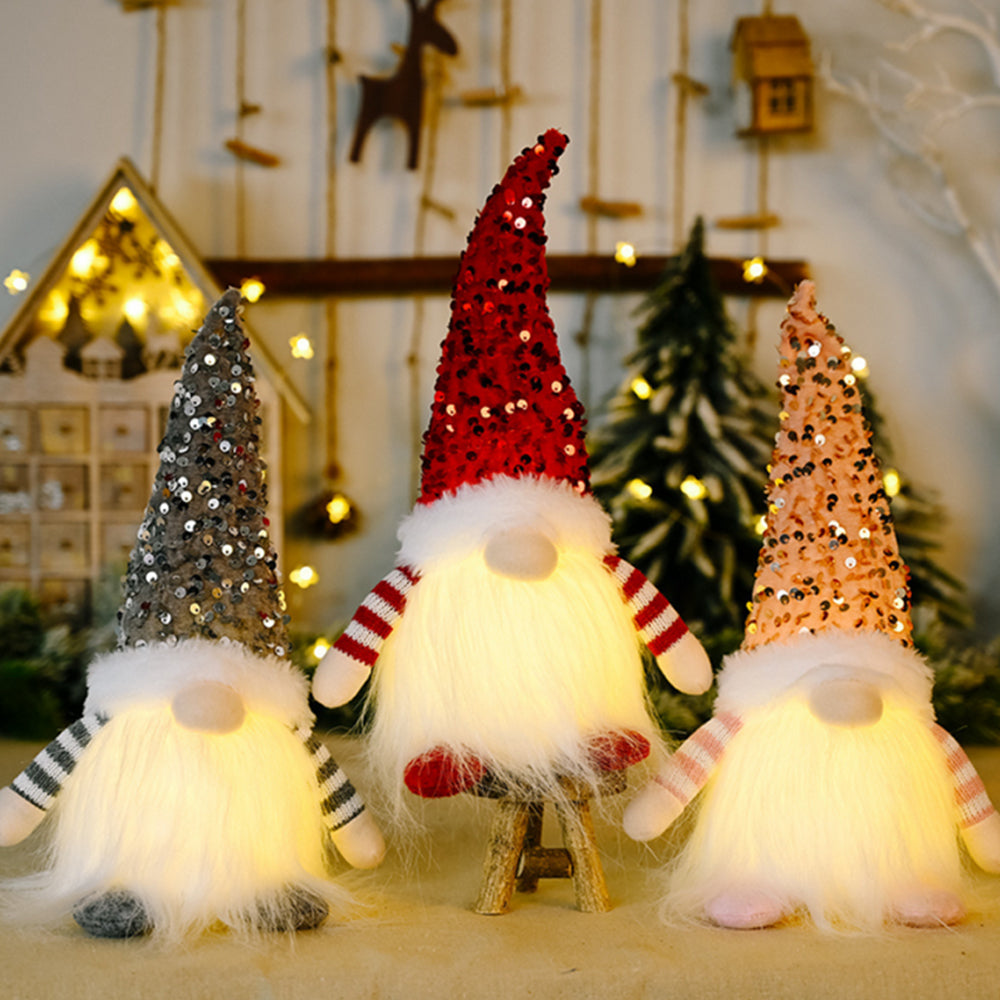 1x Christmas Gnome Santa Light with Bling Hat Xmas Party Decor Home Table Decor