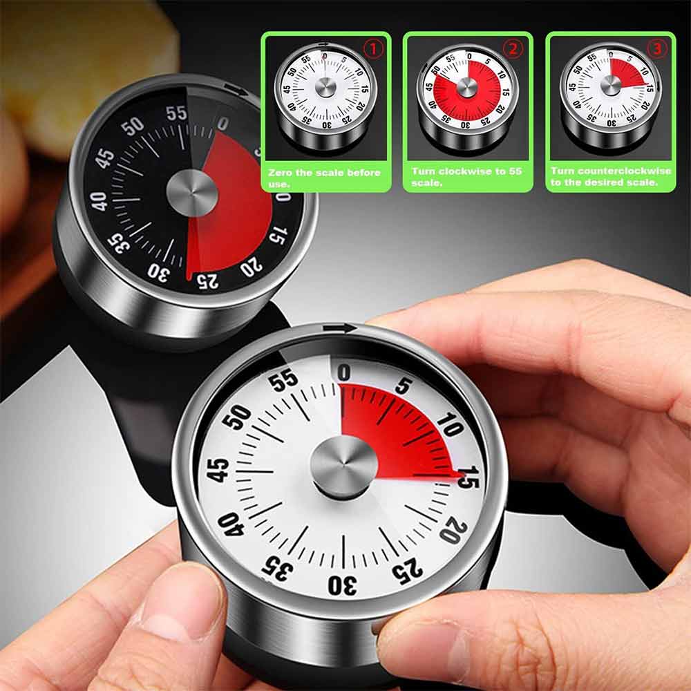 Kitchen Timer,Mechanical Stainless Steel Timer with Loud Alarm for Cooking