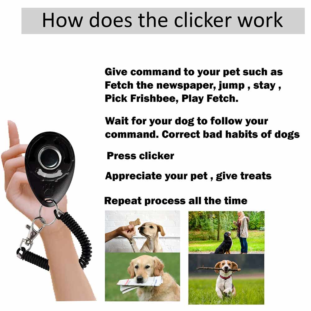 2PCS DOG PUPPY SCHOOL CLICKER Professional TRAINING AID Black Pet Trainer