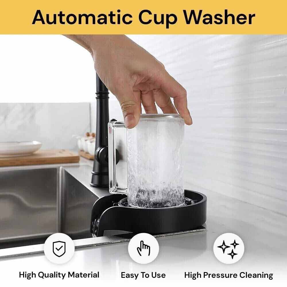 Kitchen Cafe Sink Glass Rinser Automatic Bottle Washer Cup Cleaner Bar Pitcher