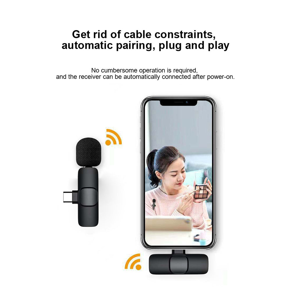 Wireless Lavalier Microphone Mini Mic For Android iPhone ipad Vlog Live Stream