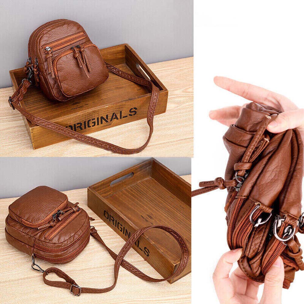 Hot Women PU Leather Crossbody Bag Small Multi Layer Large Capacity Phone Bag