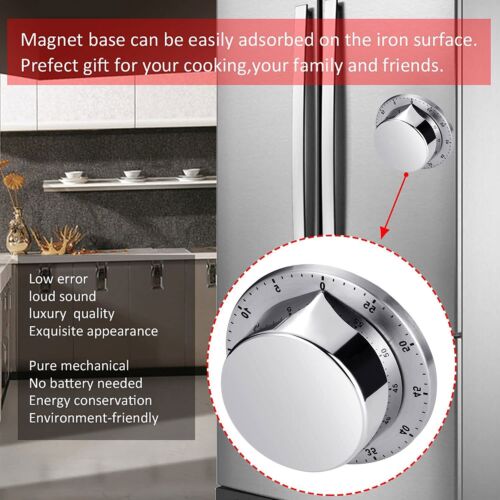 Magnetic Kitchen Timer, Chef Cooking Timer Clock with Loud Alarm Mechanical