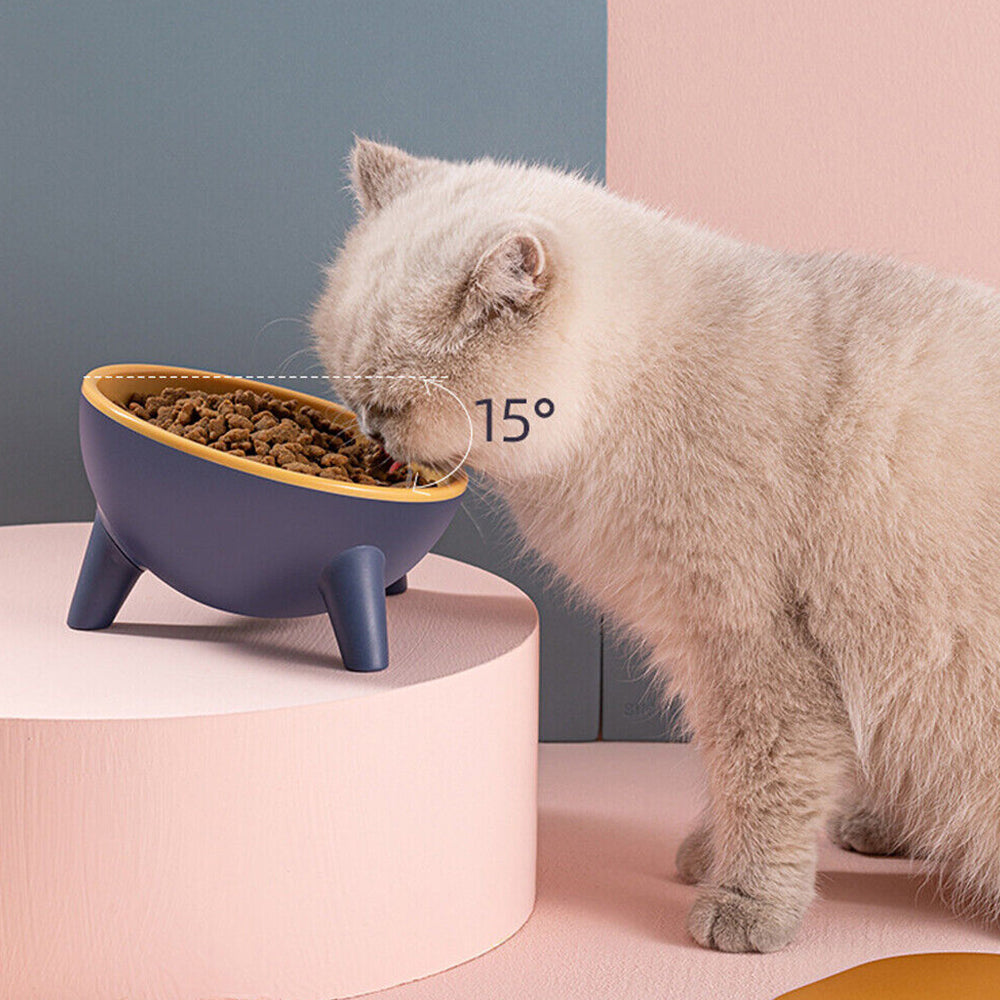 Feeder Raised Cat Bowl Pet Bowl Elevated Dog Bowls 15°Tilted Pet Water Bowl