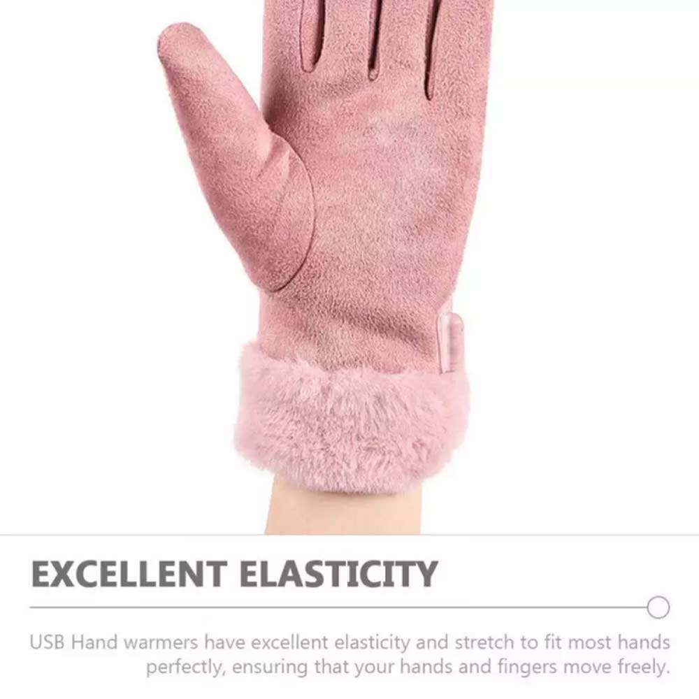 USB Plug-in Heated Gloves Hand Warmer Women Hands Ladies Winter Gloves