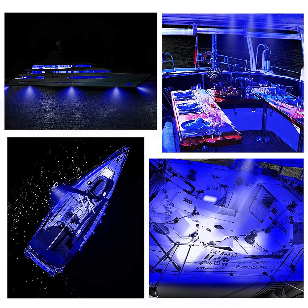 4x Marine Boat LED Courtesy Lights Cabin Deck Walkway Stair Light Blue 12V -24V