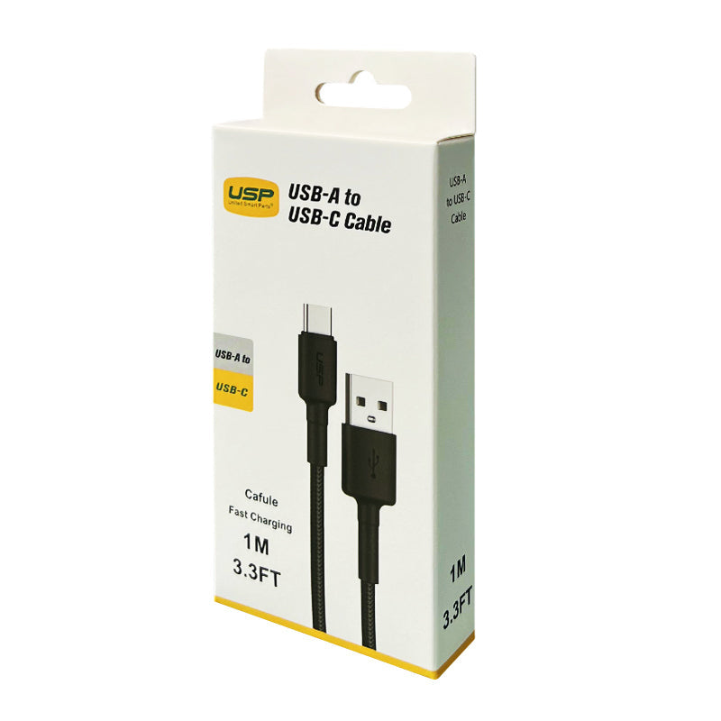 1M BoostUp USB-C to USB-A Cable Charge & Connect Black USP