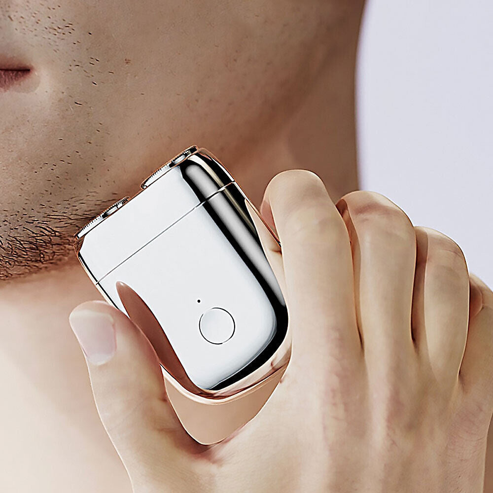 Waterproof USB Rechargeable Men's Shaver – Portable Double Head Electric Razor for Travel & Body Grooming