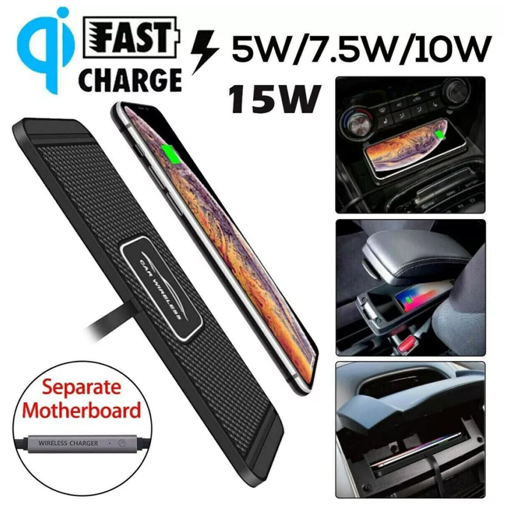Car Wireless Fast Charging Mat Non-Slip Pad Holder 1M Cable For Smart Phones