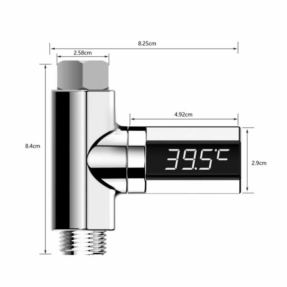 Flow Water Shower Electricity Self-Generating LED Celsius Display Thermometer AU