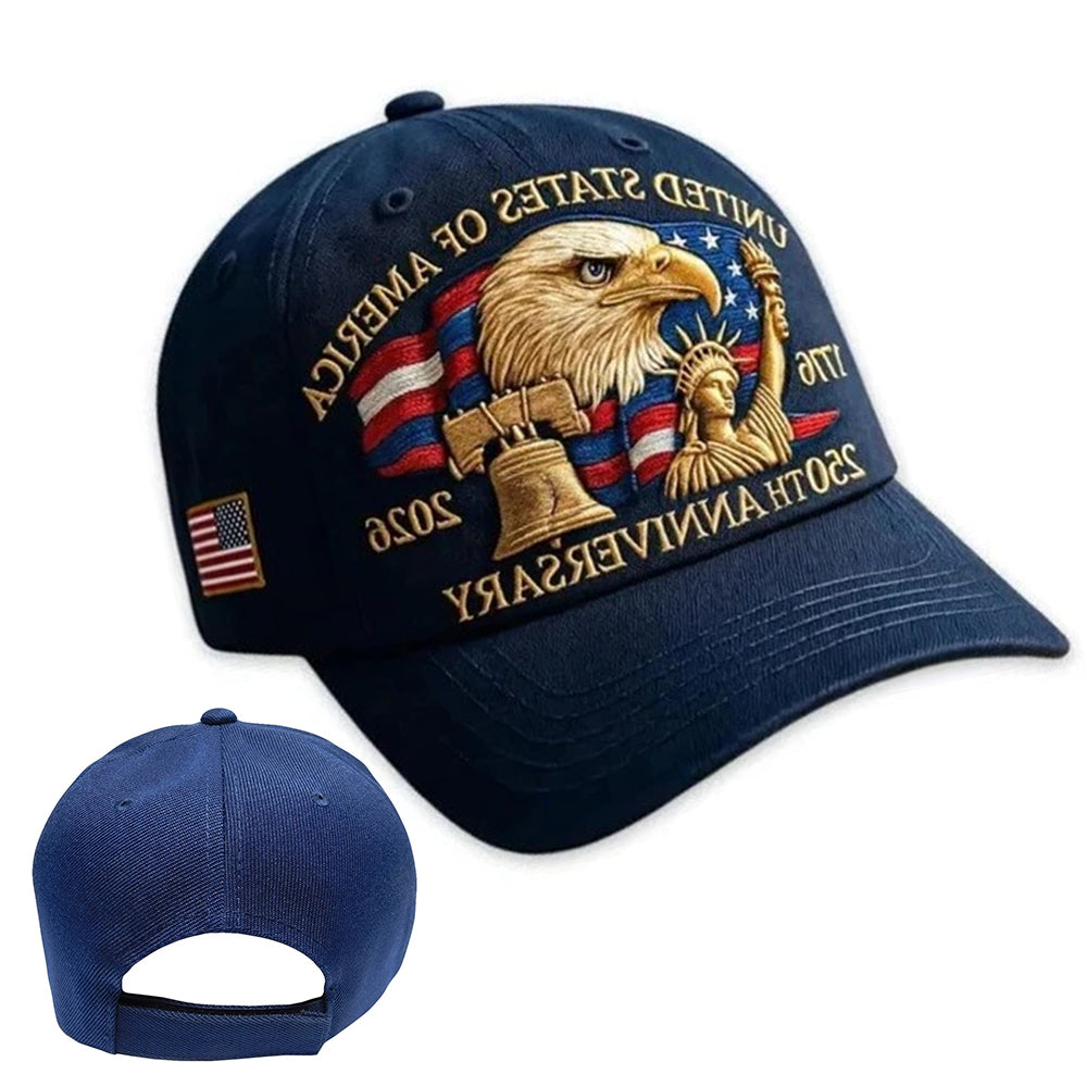 America 250th Anniversary Baseball Cap - Adjustable Patriotic Embroidered Hat 1776-2026