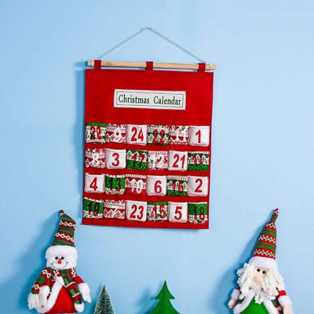 Christmas Advent Calendar 24days Bag Felt Hanging Countdown Pocket Xmas Tree