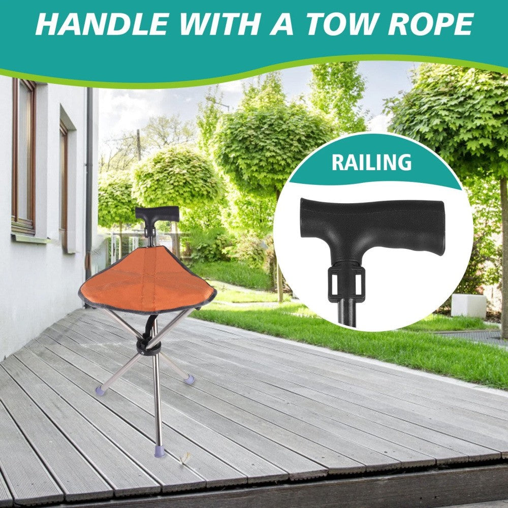 Folding Portable Walking Stick Seat Adjustable Aluminium Cane Chair Stool 150Kg