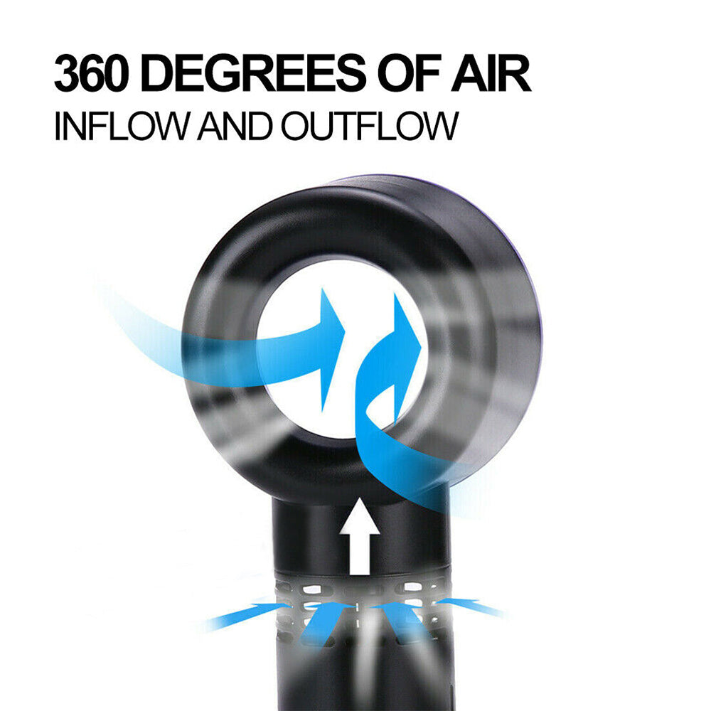 360 Degree Mute Portable Bladeless Hand Held Mini No Leaf Handy Fan USB Cooler
