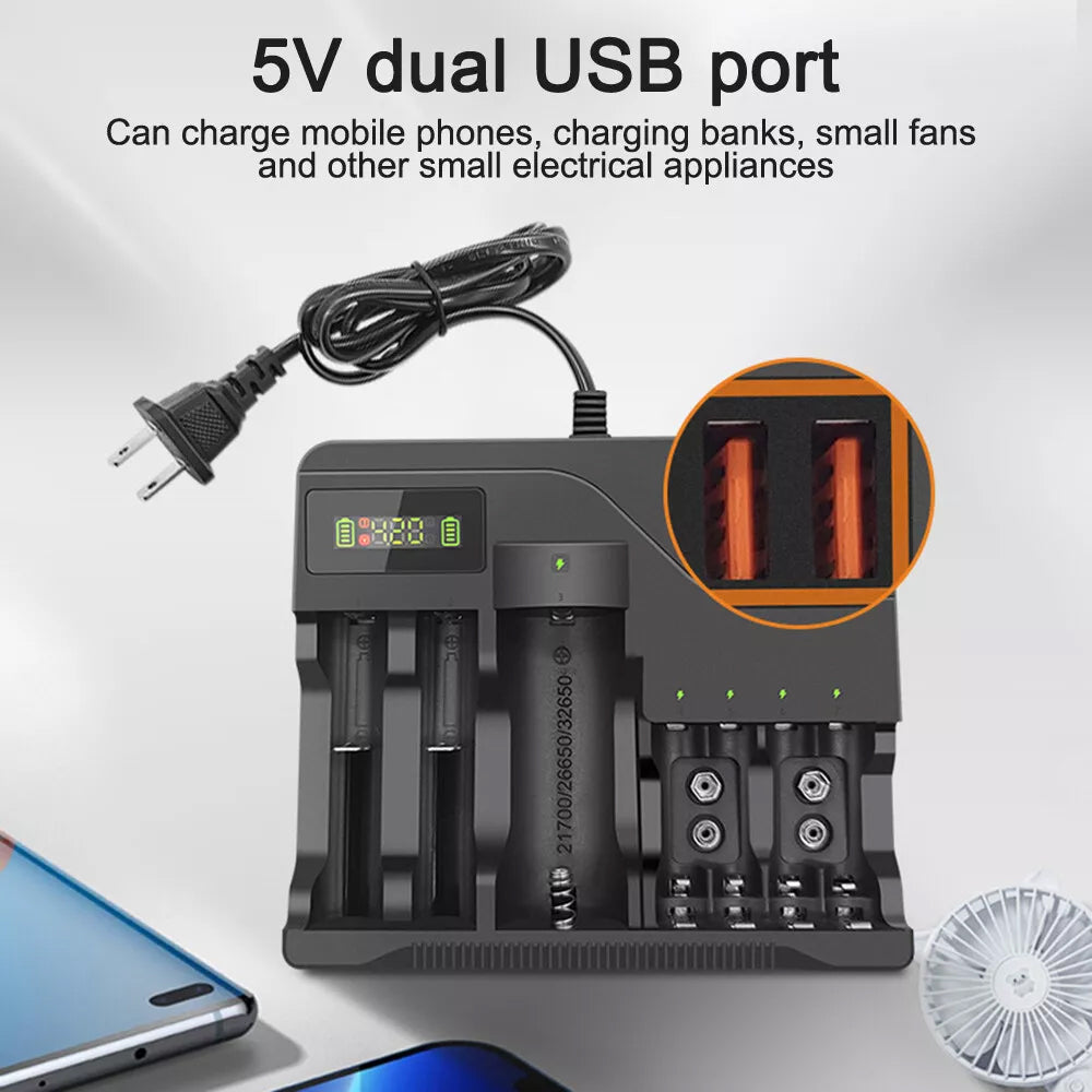LCD Smart Battery Charger For AAA AA 9V Ni-MH Ni-CD Rechargeable Batteries