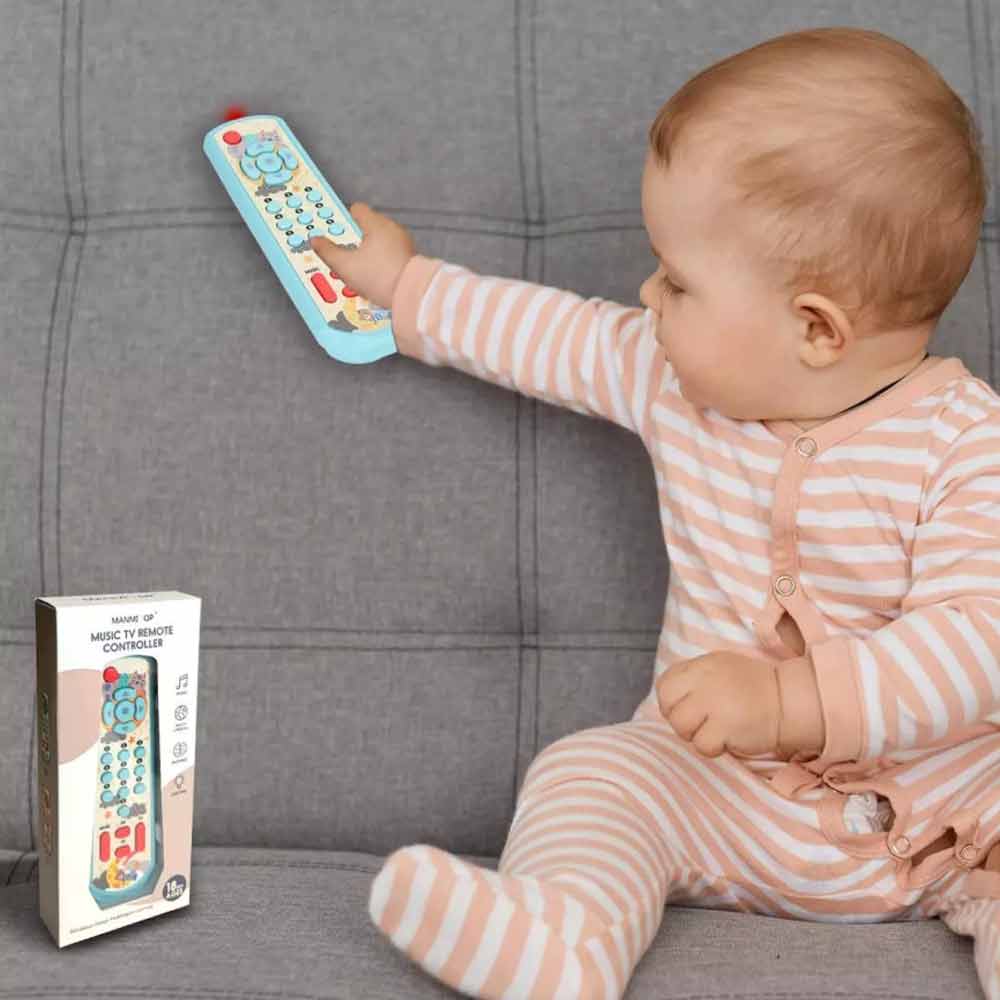 Baby TV Remote Control Sensory Toy Lighting Music Buttons Toddler Play Set Blue