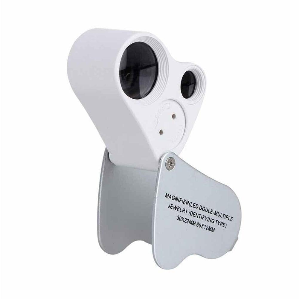 LED Double Multiple 30X 60X Jewelers Eye Loupe Lens Magnifier Magnifying Glass