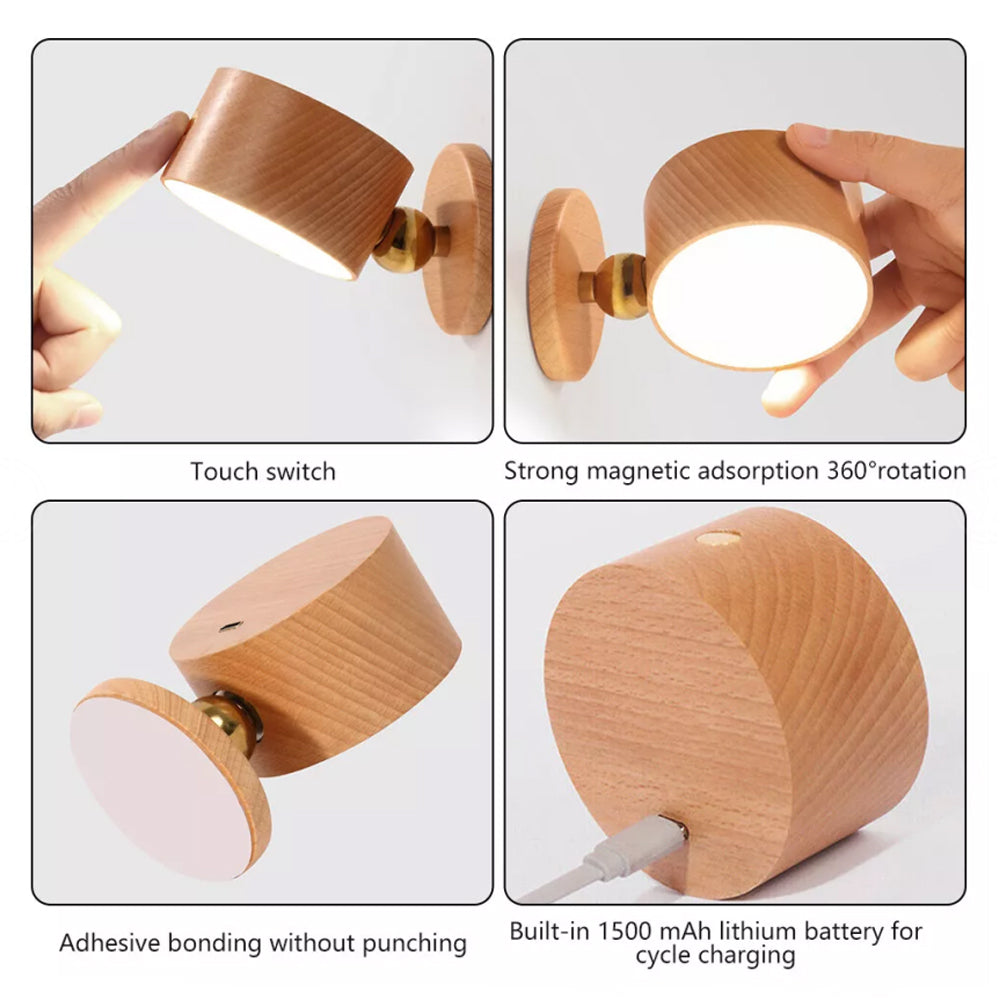 LED Reading Wall Mounted Touch Light USB Rechargeable Bedside Desk Lamp Dimmable