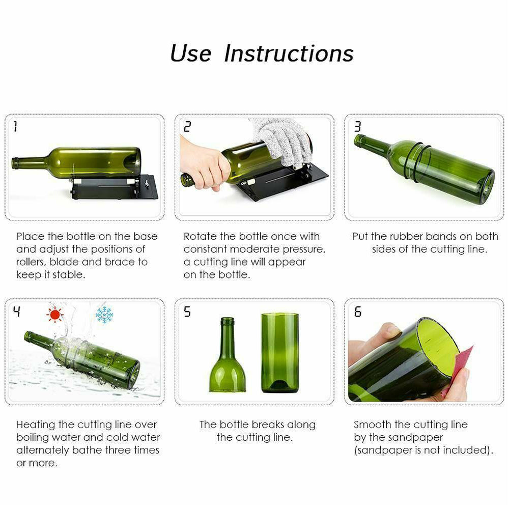 Glass Bottle Cutter Kit Adjustable Sizes 5 Wheels Round Glassbottle Cutting Tool