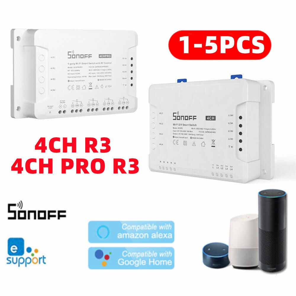 SONOFF 4CH R3/PRO R3 RF 433MHz 4 Gang WiFI Switch Smart Home 1/2/3/5PCS AU+