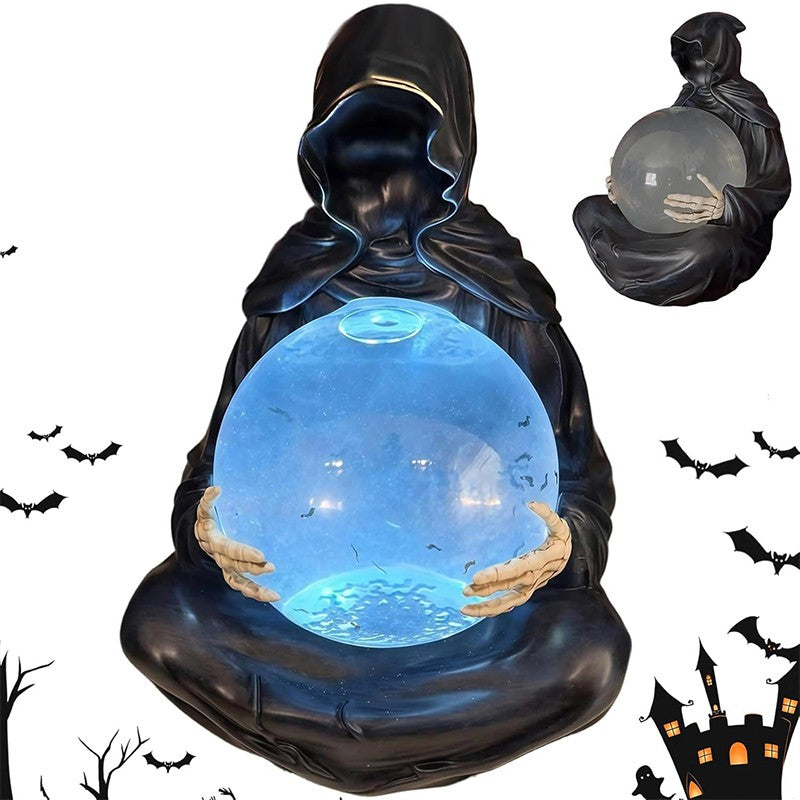 LED Light Grim Reaper Water Globe The Death God's Crystal Balls Halloween Decor