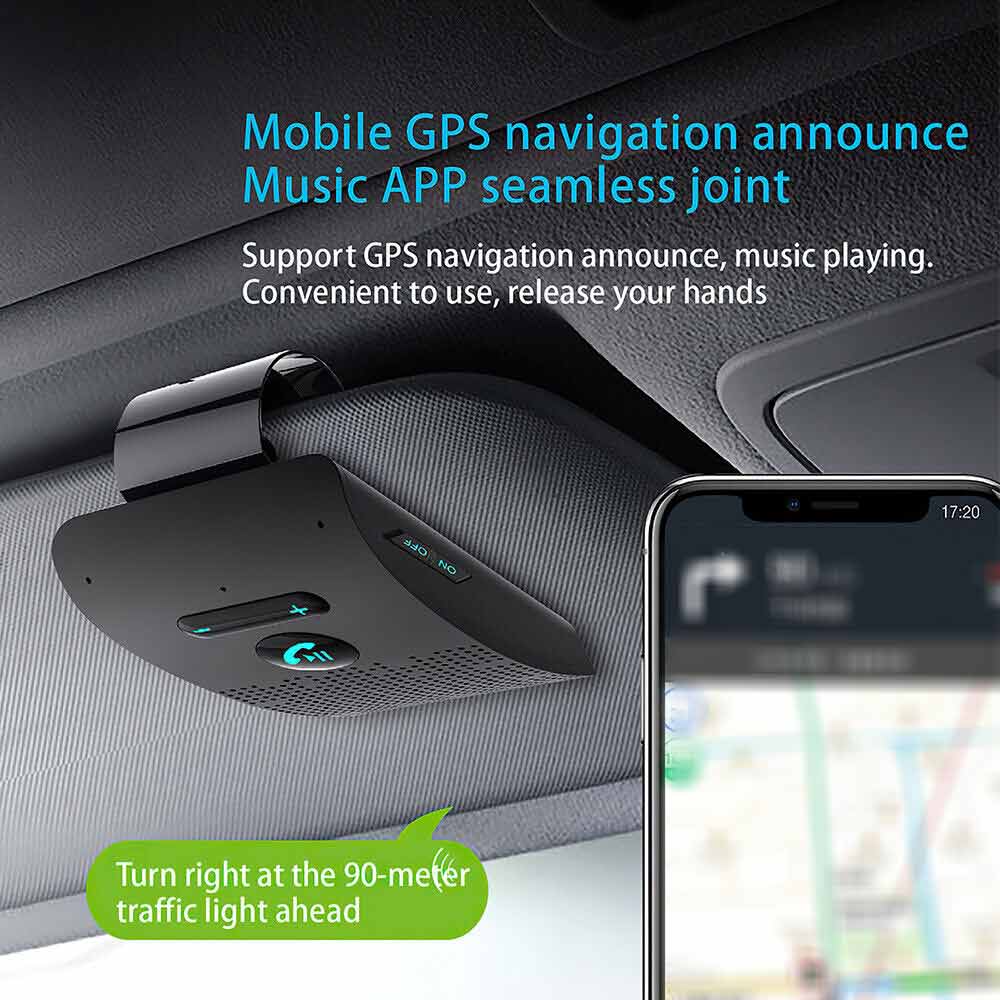 Bluetooth Hands-Free Sun Visor Wireless Phone Speaker Kit Car Speakerphone
