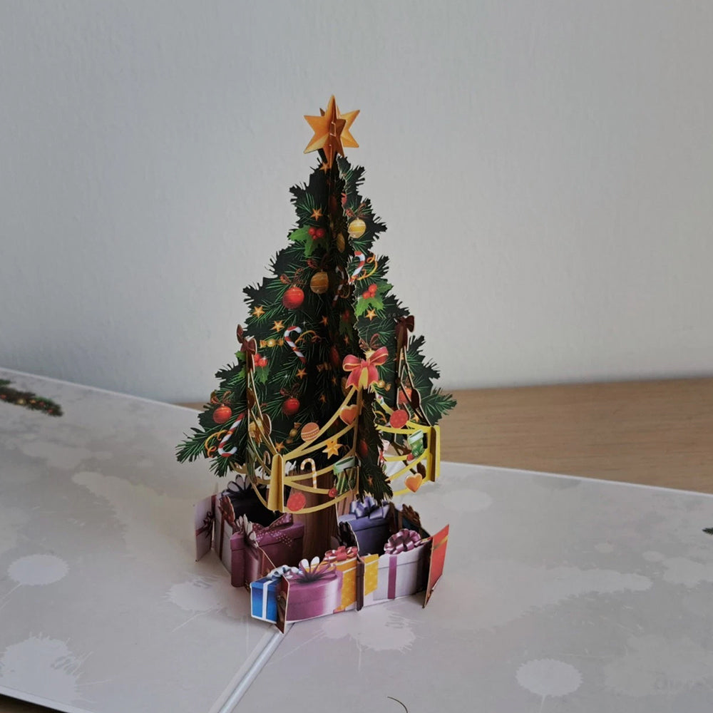 3D Pop-Up Christmas Tree Card – Festive Greeting Card with Display-Ready Design