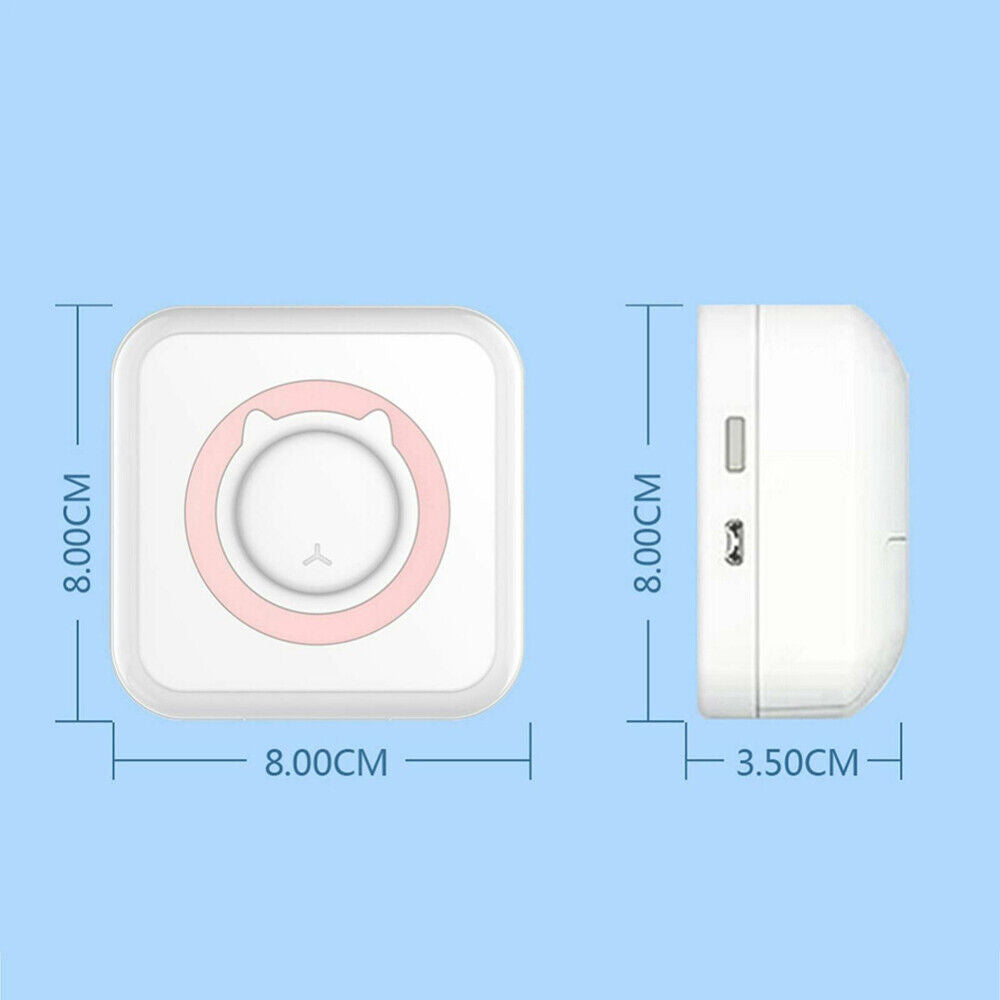 Mini Thermal Printer Sticker Bluetooth Photo Label Paper Inkless+ Rolls Paper