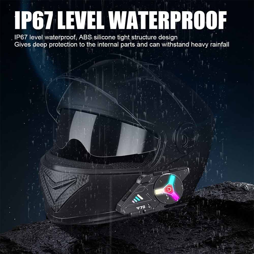 LED Bluetooth Motorcycle Helmet Headset Speaker Wireless Motorbike Headphone