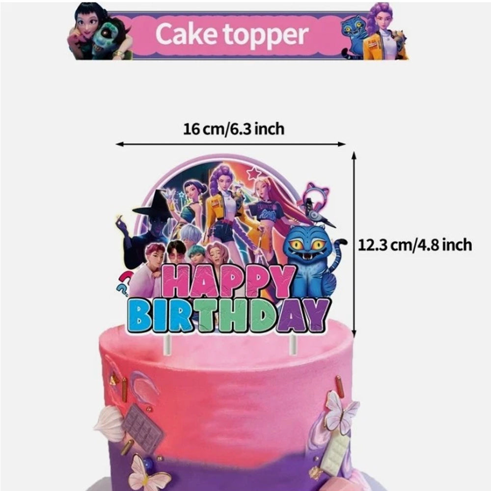 KPop Demon Hunters Themed Birthday Party Decorations Set -Banner, Balloons & Cake Toppers