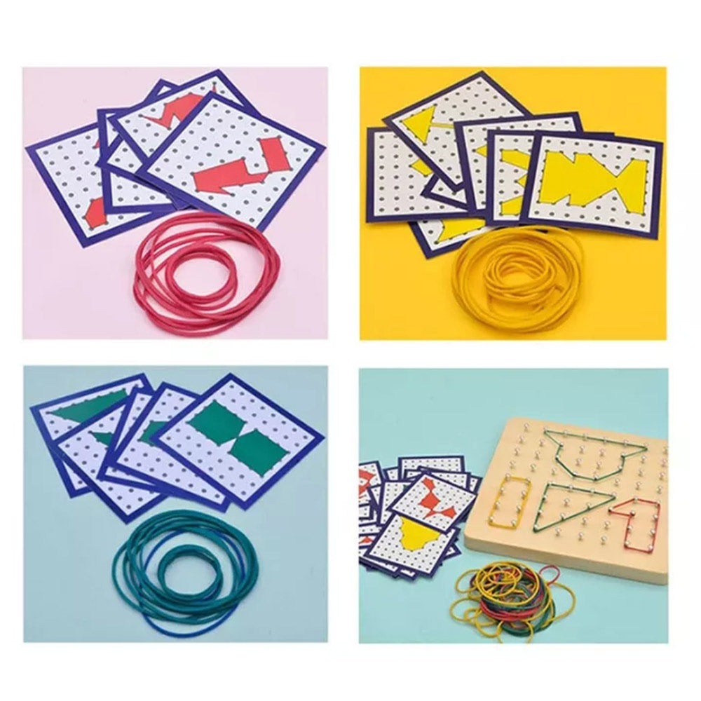49/64Nails Wooden Toy Geoboard Mathematical Block Pattern with Rubber Bands Kid