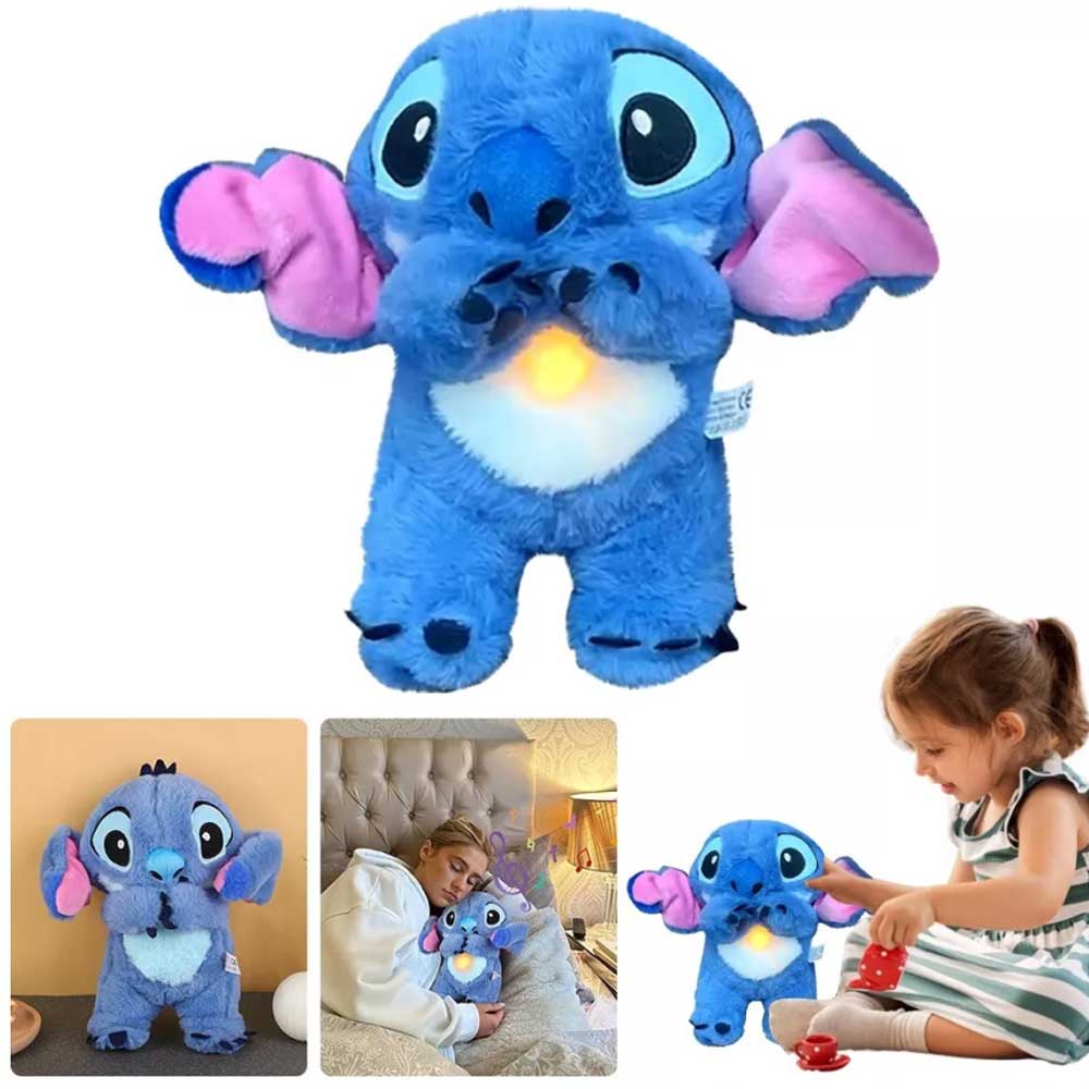 Stitch Breathing Soothing Plush Toy – Musical Anxiety Relief Doll with Calming Light for Sleep & Relaxation