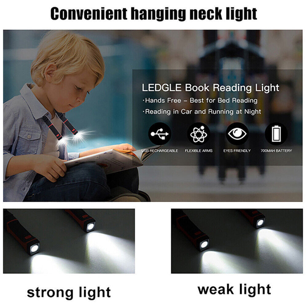 LED Neck Hanging Reading Light Flexible Hug Light Portable Hands-Free Torch Lamp