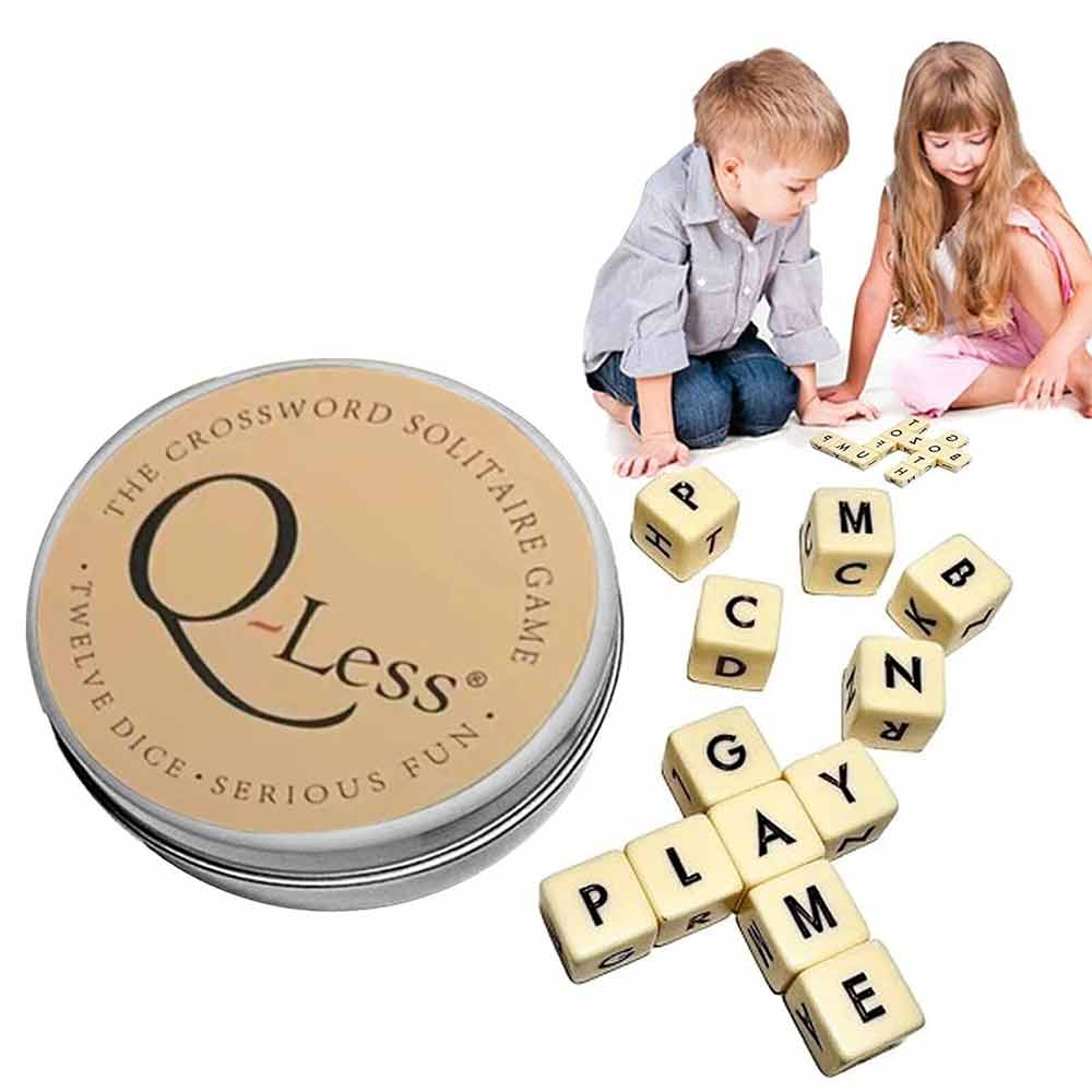 New Q-less Dice Game with Twelve Dice Letters, The Crossword Solitaire Game