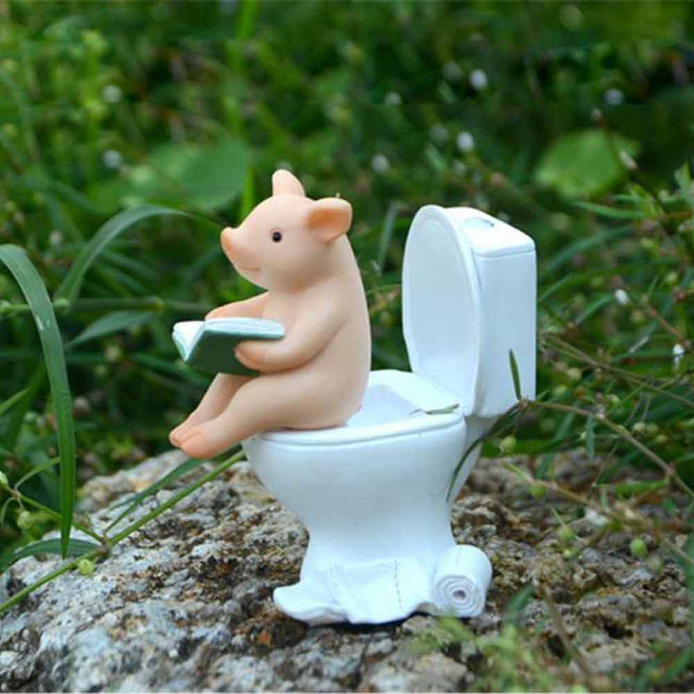 Cute Pig Statue Mini Landscape Figurine Desktop Decoration Miniature Resin Craft