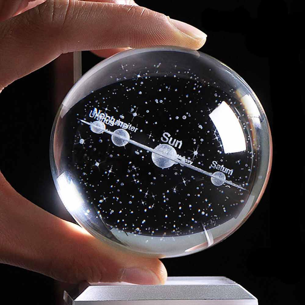 3D Crystal Ball Table Lamp 6CM Moon Planet Globe LED Night Light Home Decor Gift