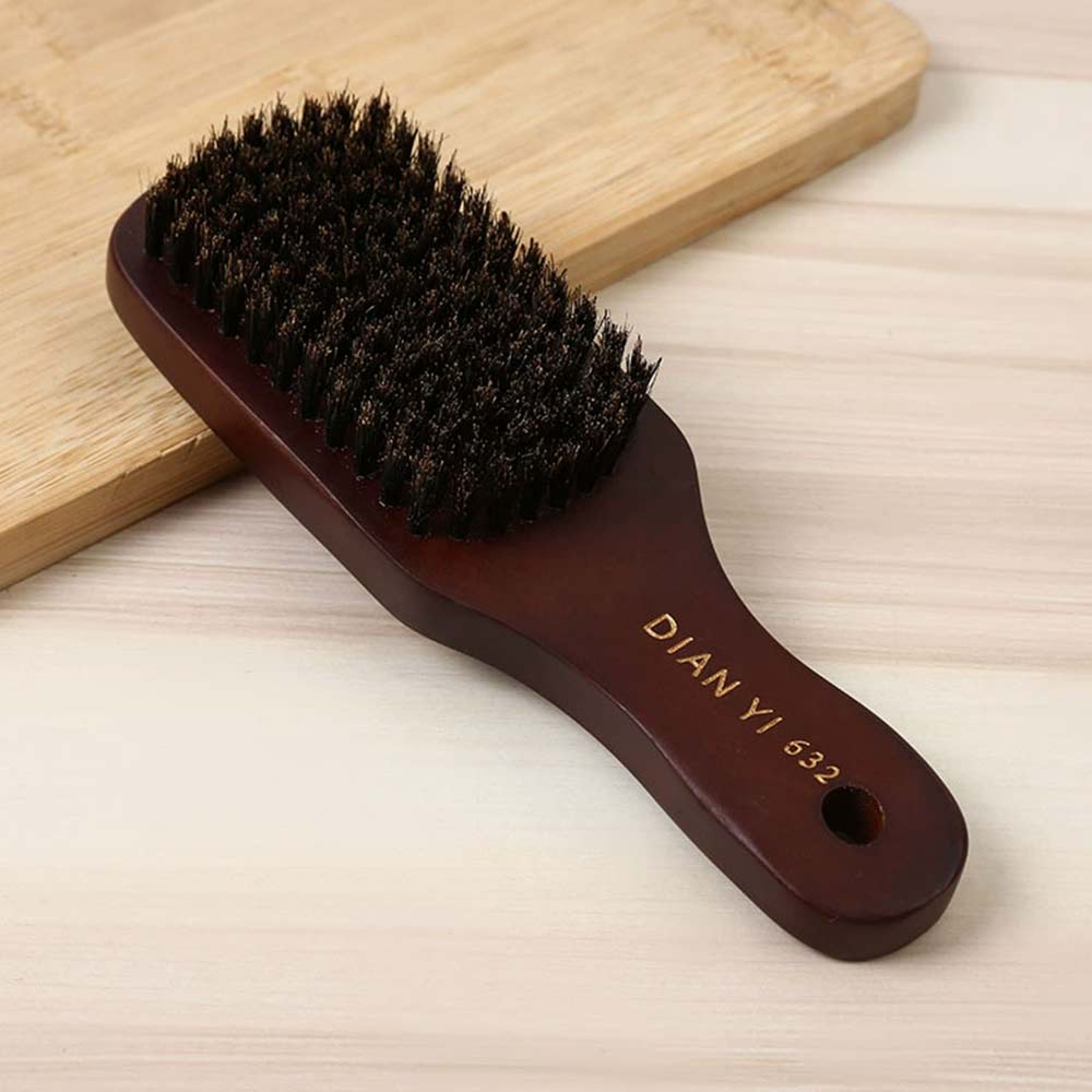 Natural Bristle Hair Brush – Paddle Anti-Static Scalp Massage, Dark Wood for Beard & Hair