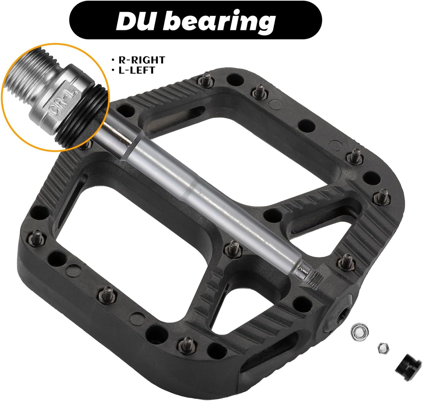 ROCKBROS Bike Pedals Nylon Composite Bearing 9/16" MTB Wide Flat Platform