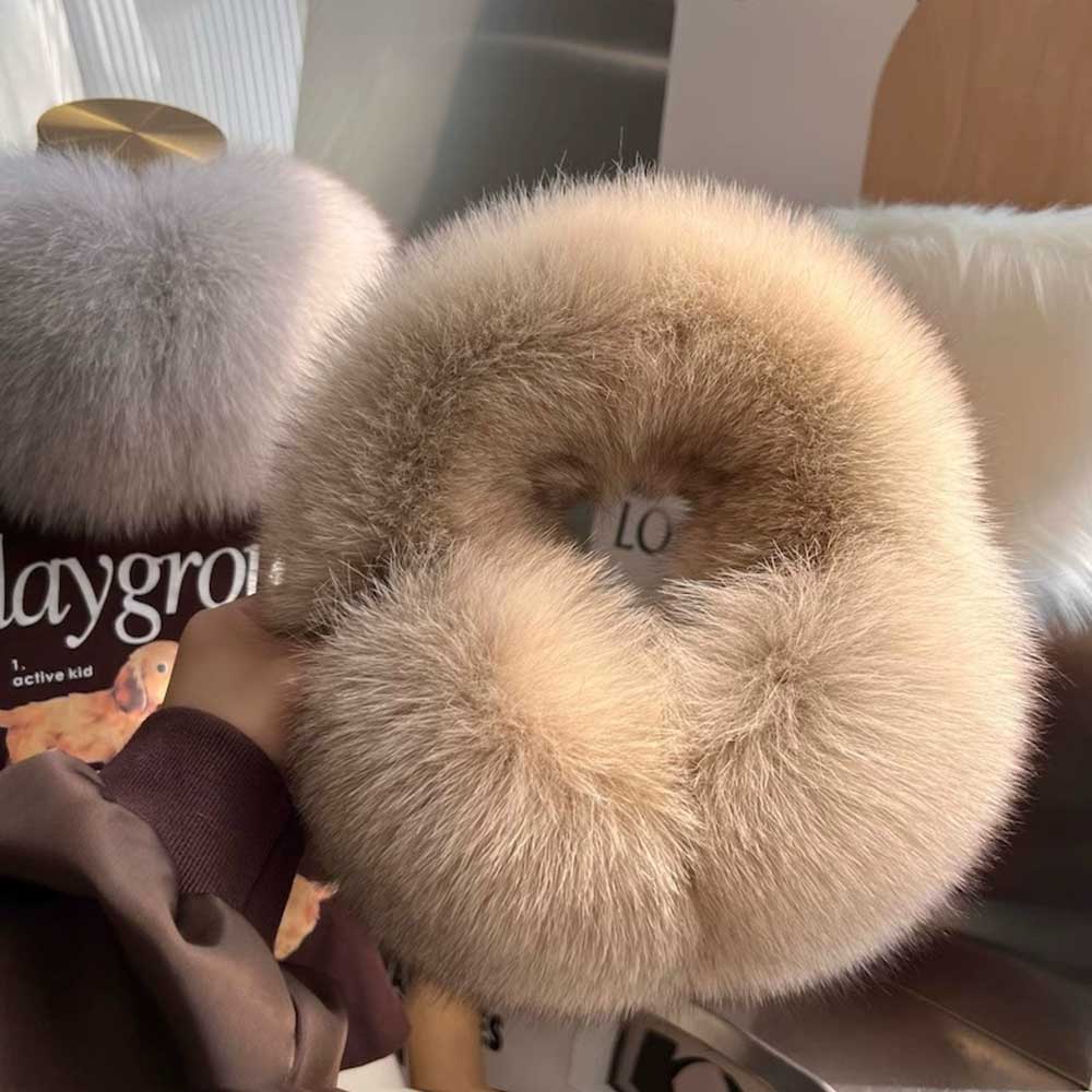 Fox Fur Earmuffs - Full Cover Warm Earflap Headband with Fur Collar