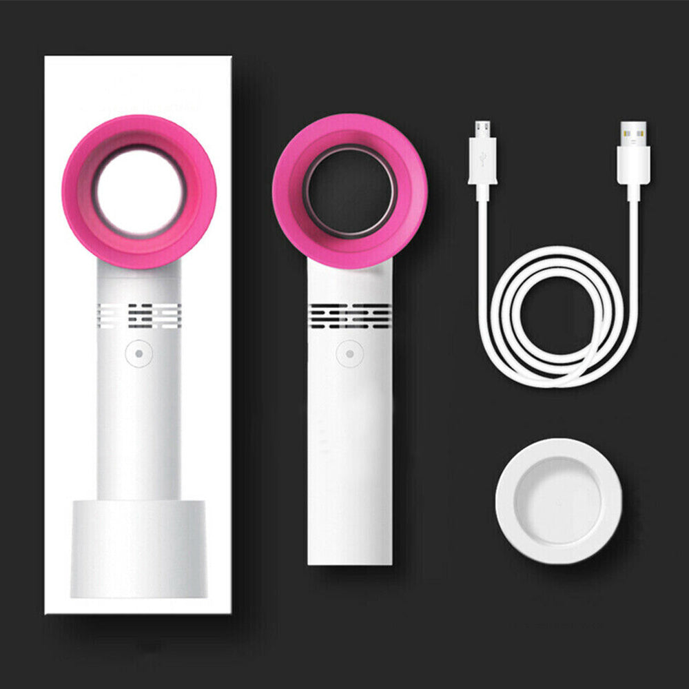 360 Degree Mute Portable Bladeless Hand Held Mini No Leaf Handy Fan USB Cooler