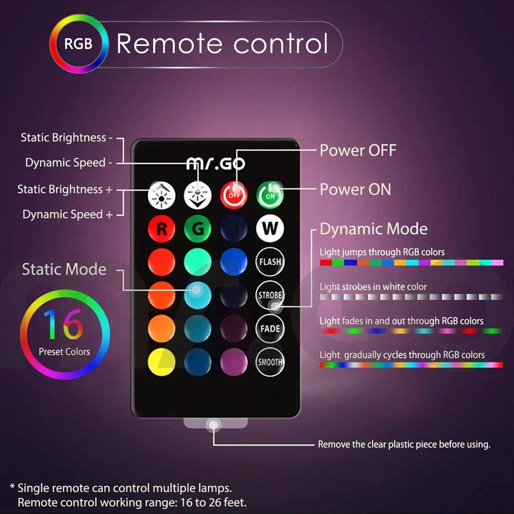 RGB LED Globe Light 15CM - 16 Colors Remote Control Mood Lamp, IP65 Waterproof