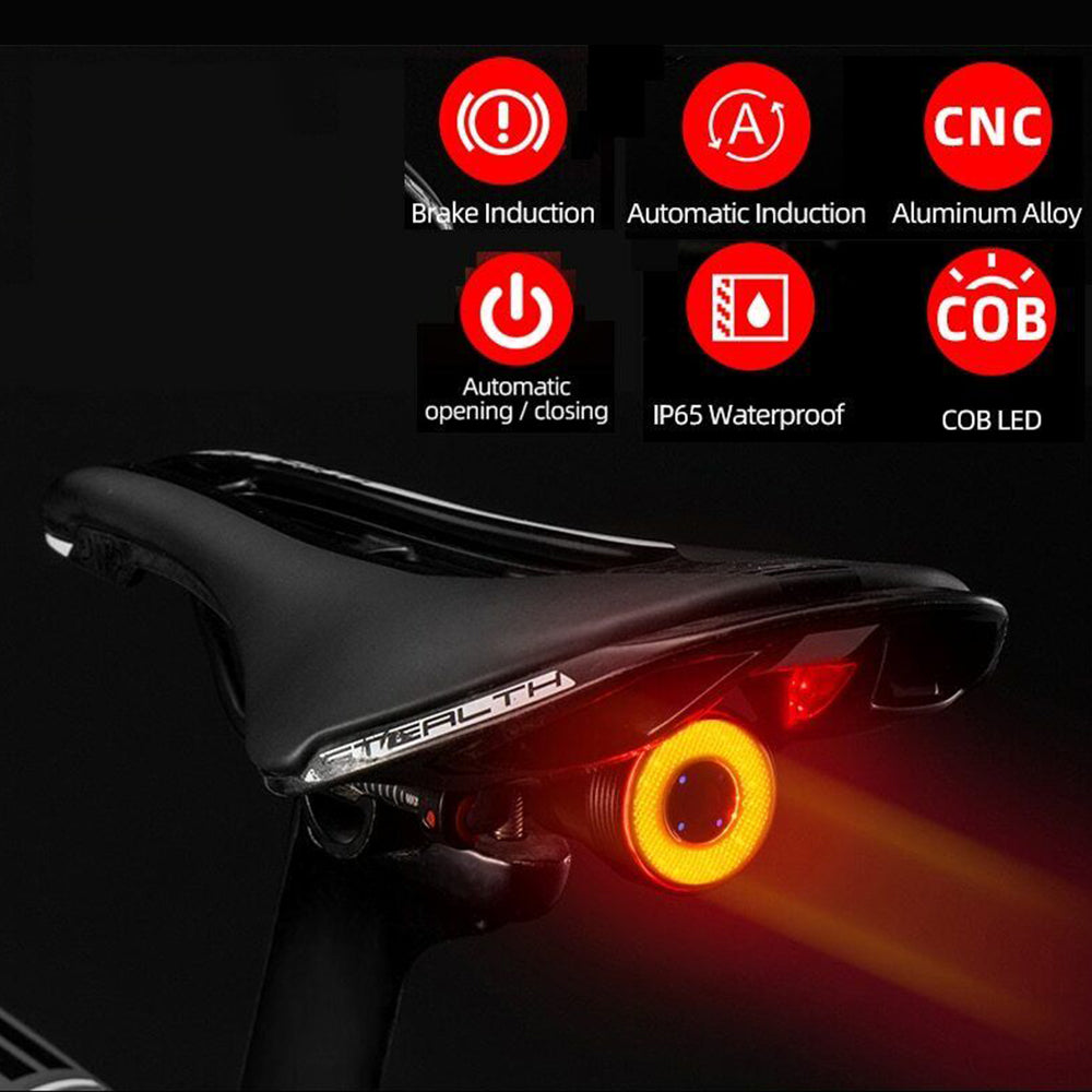 400mAh Bike LED Waterproof Smart Tail Flashlight Auto Brake Sensing Rear Light