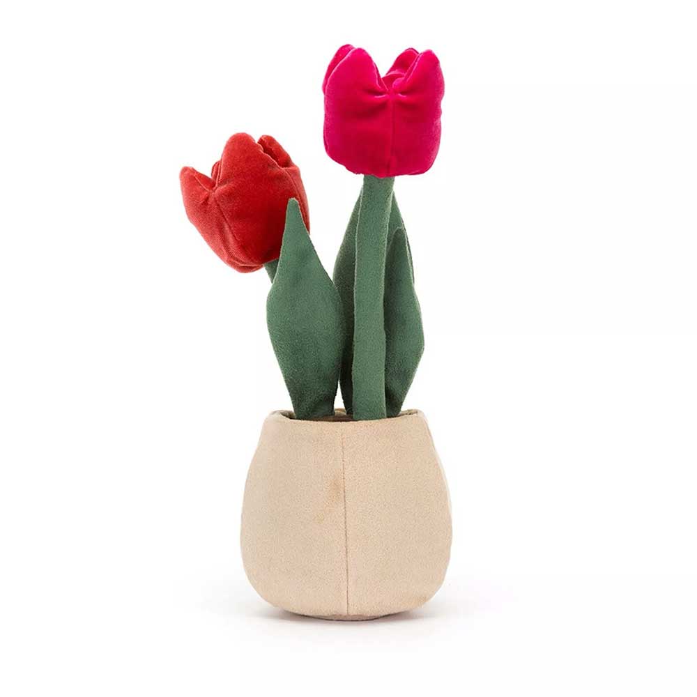 Amuseables Tulip Pot Soft Toy – Cute Flowerpot Plush with Textured Tulip & Felt Pot, Desk Decor Gift
