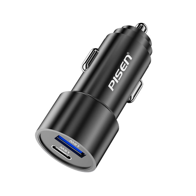 PISEN Metal PD + QC Fast car charger 36W (Black) 5 Pcs 26% off