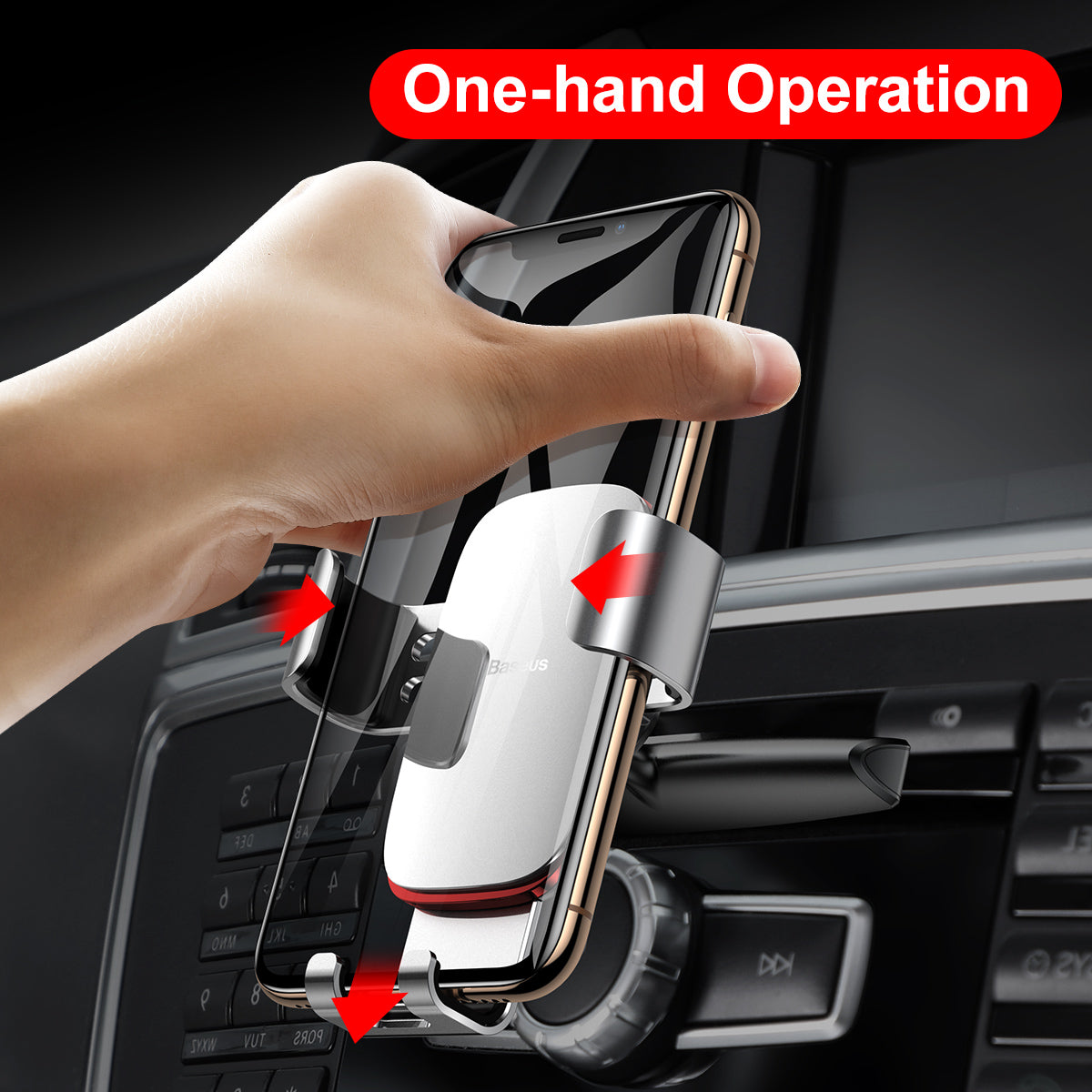 Metal Age Gravity Car Mount Silver Phone Holder Baseus