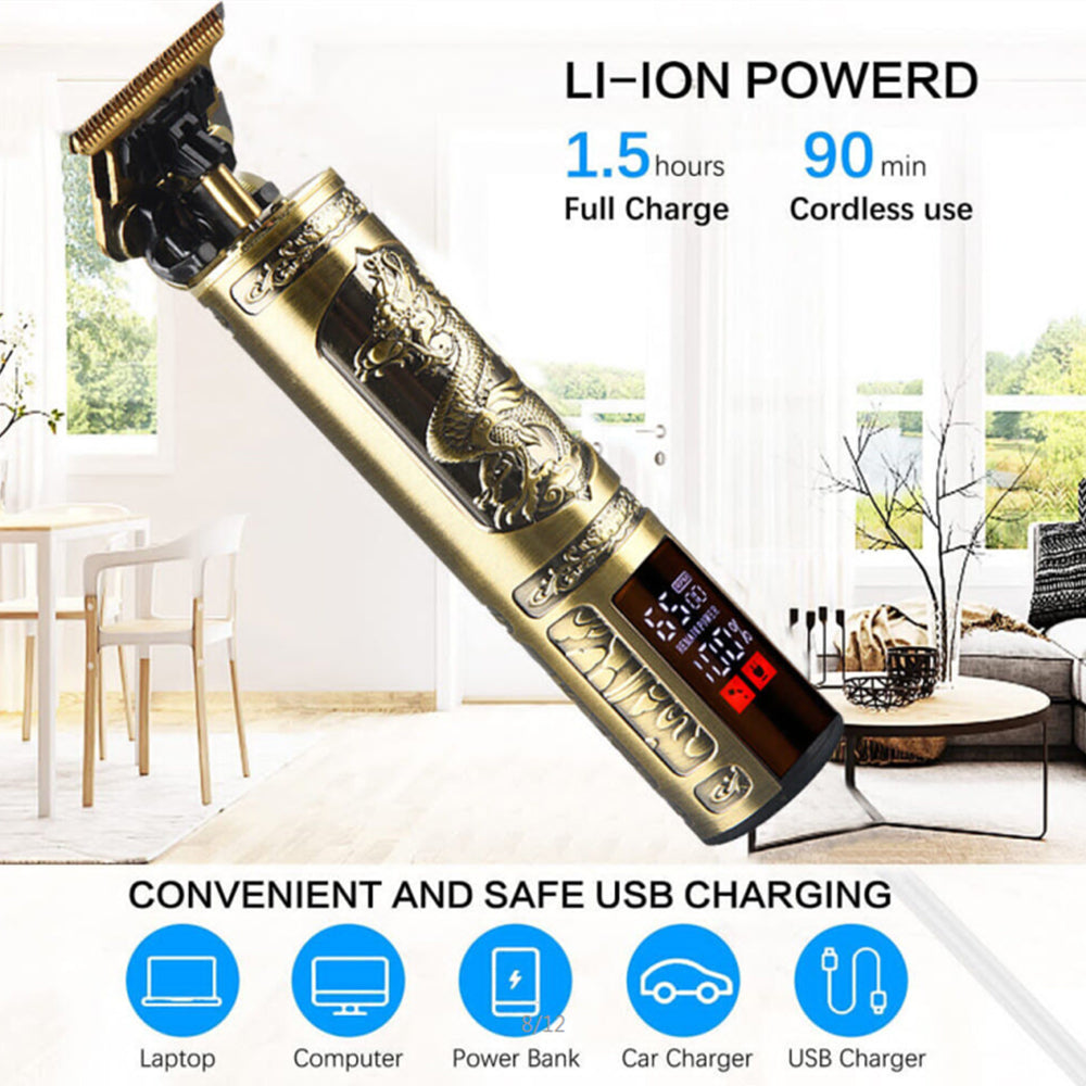 LCD Cordless Electric Beard Shaver Cutting Professional Hair Clipper Men Trimmer