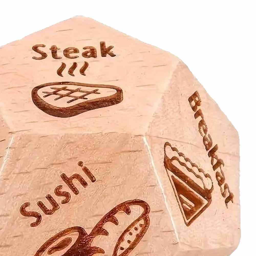 Food Decision Dice Decider Date Night Ideas Games 12-Sided takeaway Wooden