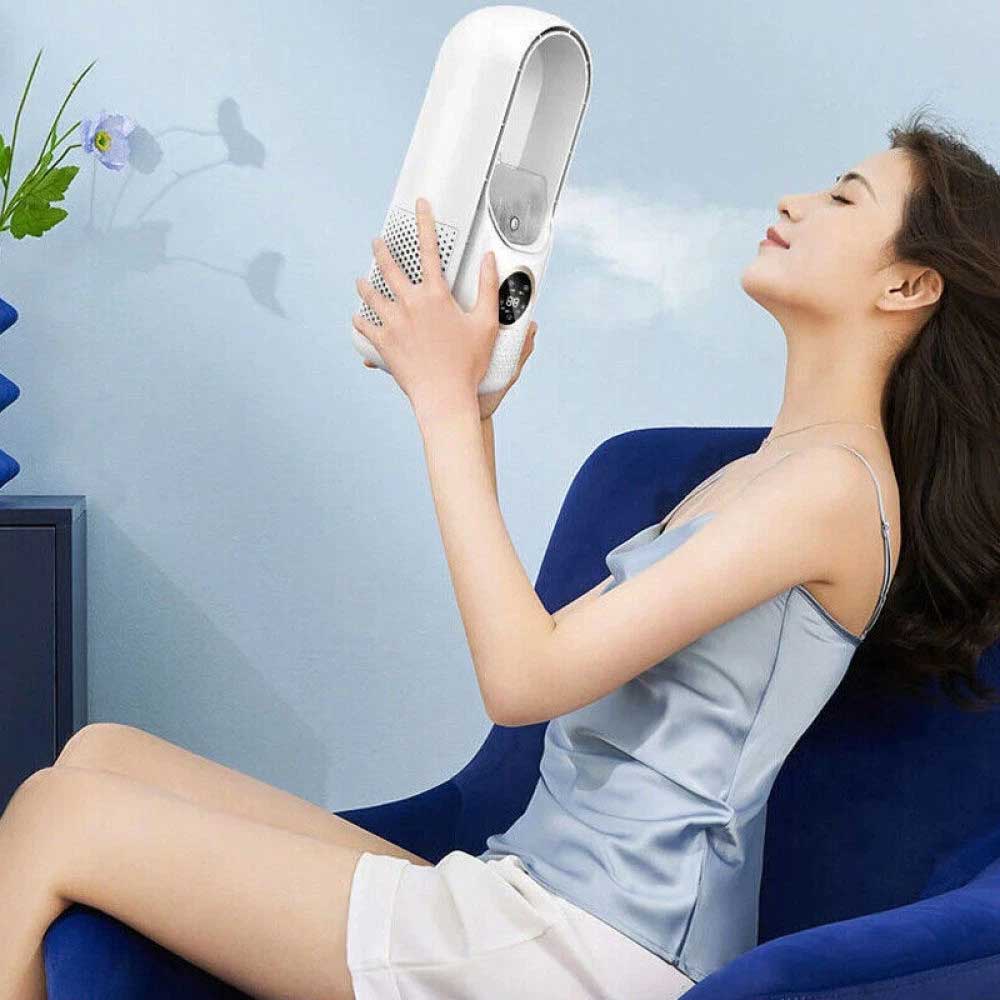 Portable Air 6 Speed Silent Timer Air Conditioner Cooler Leafless Electric Fan