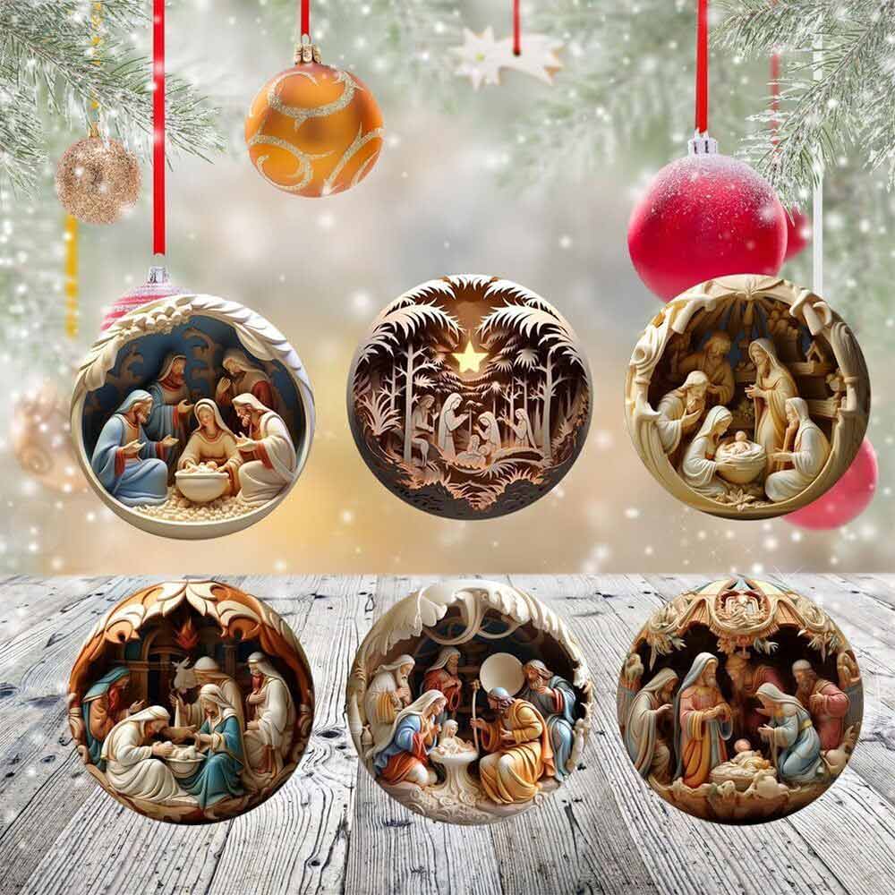 6PCS Nativity Christmas Ornament for Xmas Tree Birth of Jesus Christian Decor