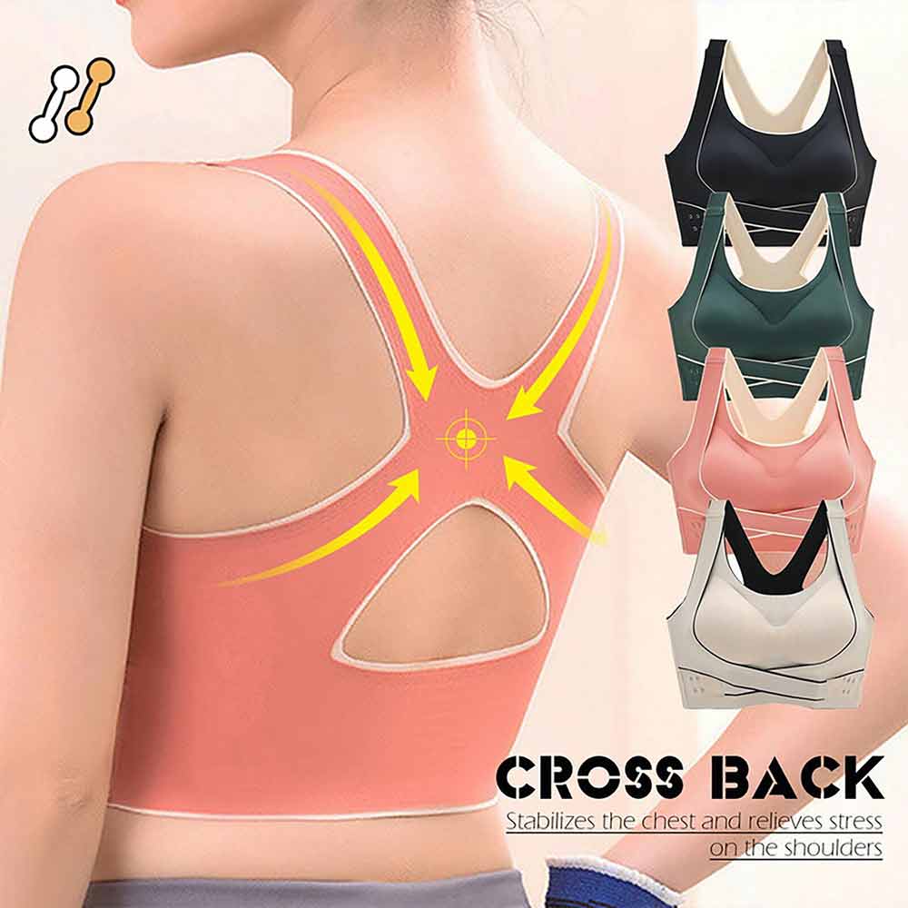 Women Comfy Corset Bra Sport Front Cross Seamless Smooth Liner Side Buckle Bra